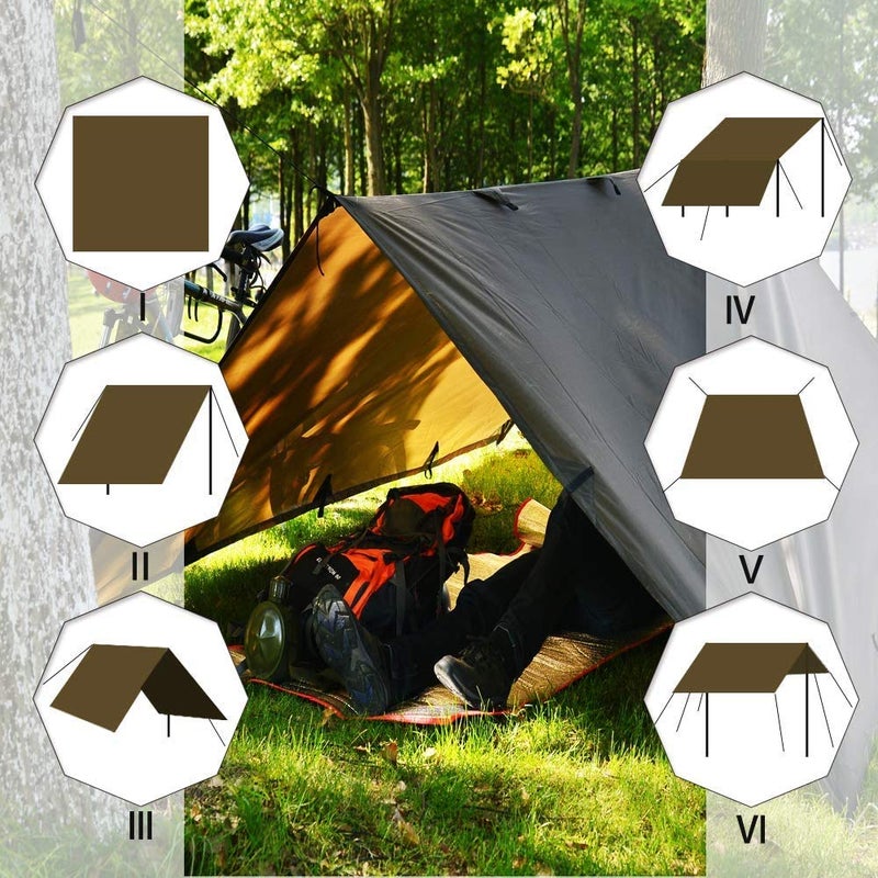 KALINCO Waterproof Camping Tarp Tent Hammock Rain Fly, 10X10FT/10X15FT, Mutifunctional Tent Footprint Lightweight Tarp for Camping, Hiking and Survival Shelter - Image 2